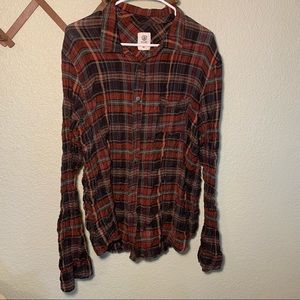 Womens sheer flannel long sleeved shirt (ever) XL comfy for fall layering